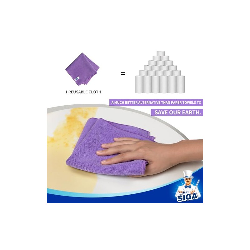 MR.SIGA Paños de Limpieza de Microfibra, Toallas de Microfibra Multiusos,