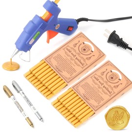 Wax Seal Kits, Wasole 40Pcs Gold Sealing Wax Sticks with Glue Gun + 2Pcs Marker Pens for Wax Seal Stamp, Great for Wedding Invitations, Birthday Cards, Envelopes, Gift Wrapping (Gold)