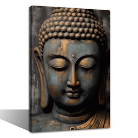 TIEHAOMAI Gold Buddha Canvas Wall Art Vintage Zen Buddha Pictures Buddha Canvas Paintings for Meditation Room Decor（Buddha-3,16x24inch (40x60cm)