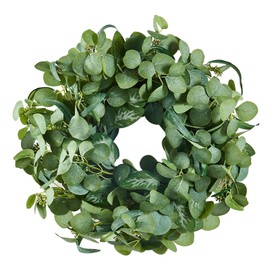 VEVOR Artificial Decorative Wreath, 26 in, Green, Decorated with Eucalyptus Leaves, Berries, Thorny Stems, Year Round Wreath for All Seasons Indoor and Outdoor Home Wall Window Festival Decorations