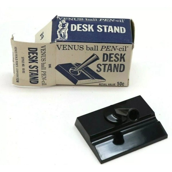 Desk Pen Holder black plastic weighted bottom new in box