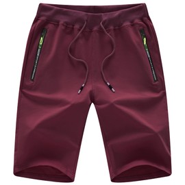 Chrisuno Drawstring Shorts Men Casual Big and Tall for Beach with Pockets Wine Red 5X-Large