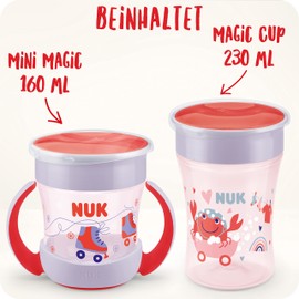 NUK Magic Cup & Mini Magic Cup Trinklernbecher Duo-Set | auslaufsicherer 360°-Trinkrand | 6+ Monate | auslaufsicher und BPA-frei | 160 ml & 230 ml | blau