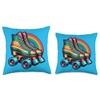 Retro Rainbow Roller Skates Throw Pillow