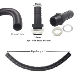 ATBEAMEN Water Butt Connector Pipe Link Kit, 25mm Water Butt Connection Hose Linking Kit for Connecting 2 Water Butts/Rain Barrel/Water Storage Tanks Connector Hose Pipe and Fittings(Pipe Length: 1m)