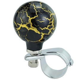 Lunsom Ball Steering Wheel Knob Marbling Round Suicide Spinner Turning Grip Helper Driving Power Aid Handle Control Car Booster Fit Vehicle (Black)