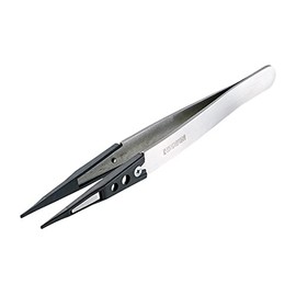 Hozan P-640-S ESD Chip Tweezers, Anti-Static Tweezers, Total Length: 4.9 inches (125 mm), Opening Width: 0.4 inches (10 mm), Tip Width: 0.05 inches (1.2 mm)