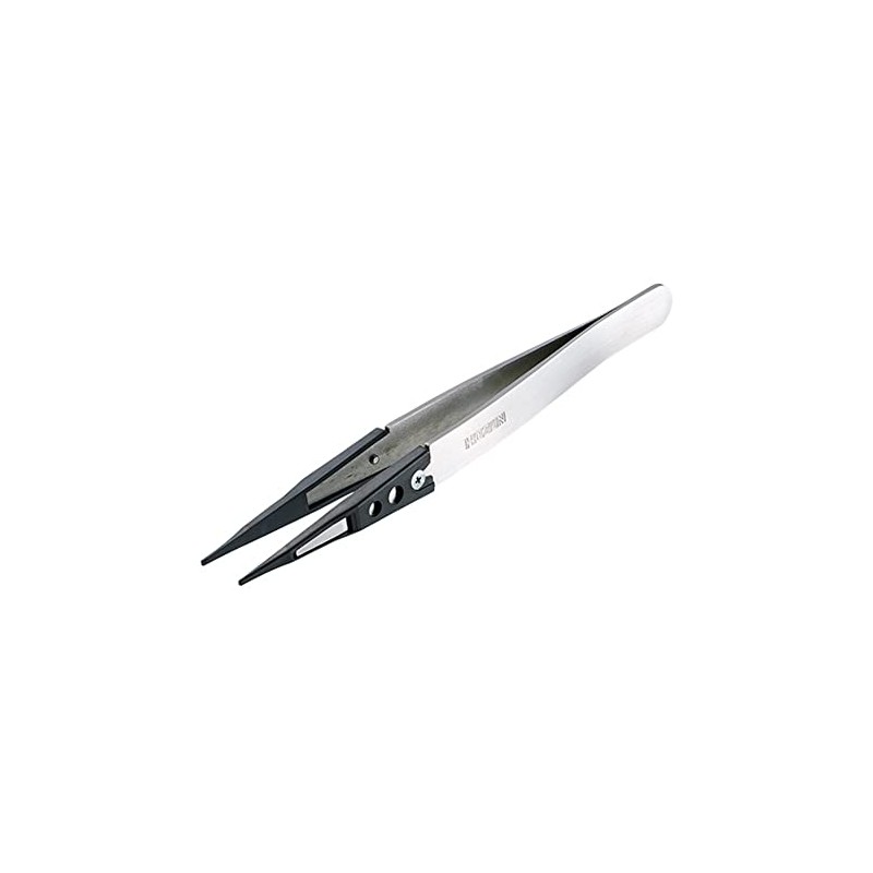 Hozan P-640-S ESD Chip Tweezers, Anti-Static Tweezers, Total Length: 4.9