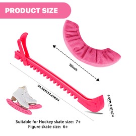 HMDZMR Ice Skate Guards Hockey Skate Guards Ice Skate Blade Covers Hockey Skate Blade Protector Ice Skating Accessories for Youth Adults (Red, Large)
