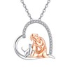 TANGPOET Cat Necklace 925 Sterling Silver Cat and Girl Pendant