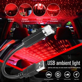 USB Night Light Projector,Car Roof Star Light Night Light,Ceillight Decorative,Home,Party Light,Plug & Play,1 Pack(Red)