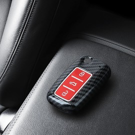 kwmobile Car Key Cover Compatible with VW Skoda SEAT 3 Button Car Key - Hard Case - Carbon Red/Black