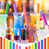 100Pcs Jumbo Smoothie Straws,Disposable Plastic Large Wide-mouthed Milkshake Straw for