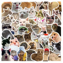 Alomia Stickers y Pegatinas de Vinilo 50 Pack. Pegatinas con diseños Únicos para Electrónicos, Laptops, Termos, Celulares, Maletas. Calcomanias Decorativas. (Gatos)