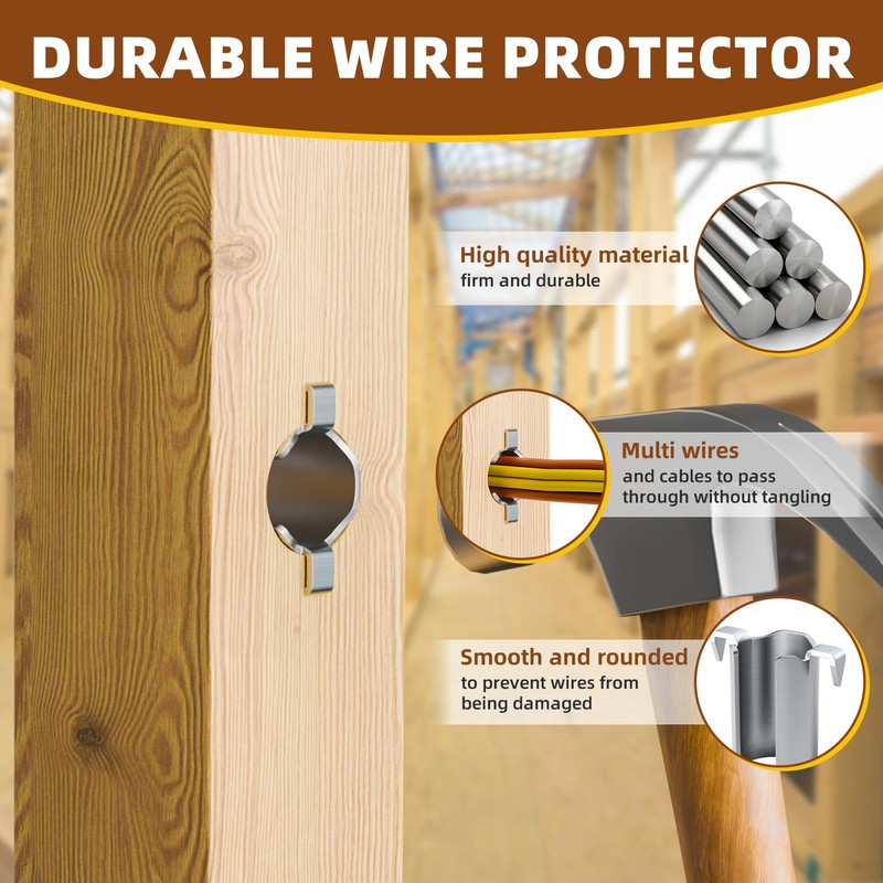 HEIWUKONG 100-Pack Smart Shield Nail Guard for Wire Cable, Stud