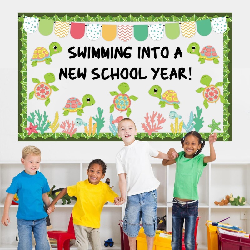 Justforjoyful Sea Turtle Bulletin Board Set Ocean Cutout Classroom Decoration