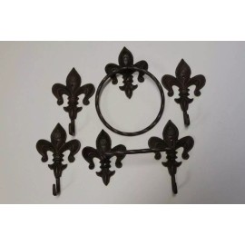 Stoneledge Investments Vintage Style Fleur De Lis Bathroom Hardware Set Cast Iron, Southern Bath 6