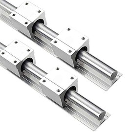 GUWANJI 2Pcs SBR16-300 with 4Pcs SBR16UU Square Type Block Bearing, Linear Rail Overall Length 11.8 inch(300mm) for CNC Machine and 3D Printer