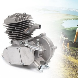 KONKENIE 80CC 2-Stroke Petrol Gas Motor Engine Single Cylinder Air-Cooled Bike Engine Motorized Bicycle Engine 1.85KW 1.65HP 5500RPM (Silver)