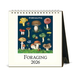Cavallini 2026 Foraging Easel Desk Calendar, 6x6.5 Inches, 12 Month Page-A-Month Standing Desk Calendar, Ideal for Foraging Lovers, Small and Cute