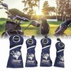 4Pcs 1/3/5/UT Golf Wood Headcovers Cartoon Snow Leopard Pattern PU