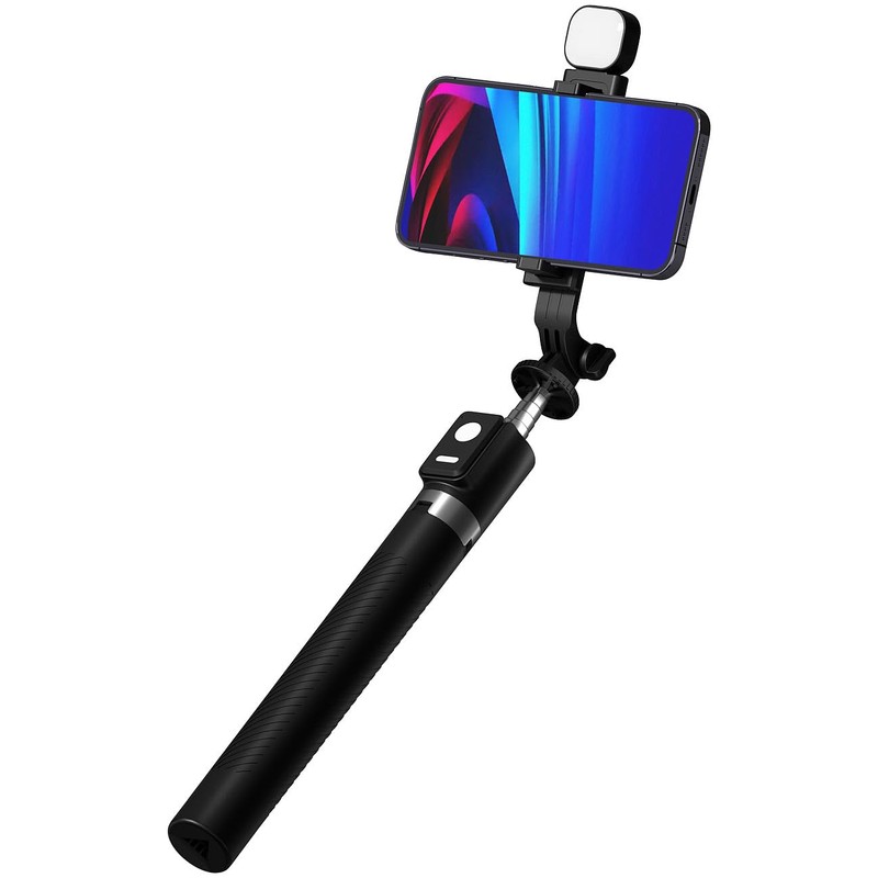 Somikon Smartphone-Selfiestick: 2er-Set Smartphone-Selfie-Stativ, 2 LED-Lichter, mit BT-Fernauslöser (Selfie Stick