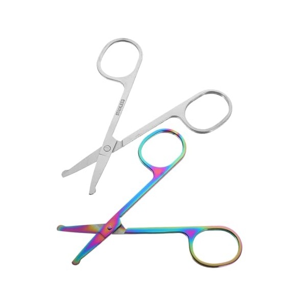 2Pcs Multi Use Facial Hair Scissors for Eyebrow and Nose