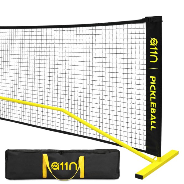 A11N Portable Pickleball Net System, 22ft Regulation Size, Yellow/Black