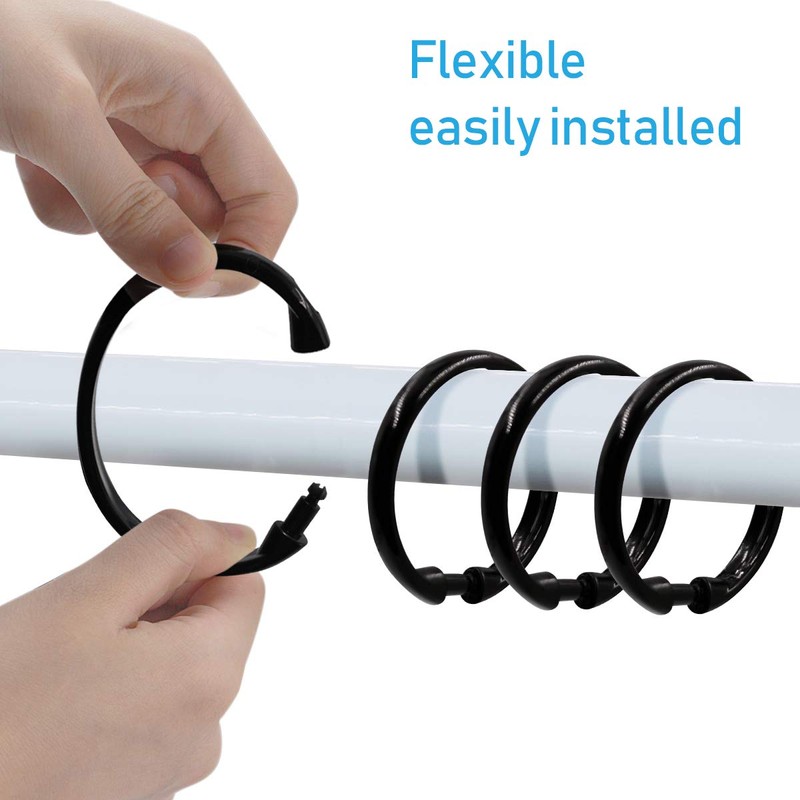 Qulable 12 Packs Circular Shower Curtain Rings, Plastic Curtain O