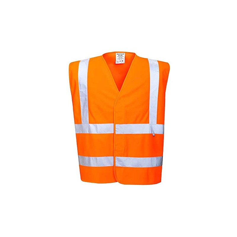 Portwest FR70ORRS/M Hi-Vis Vest, Flame Resistant, Regular, Size: Small/Medium, Orange