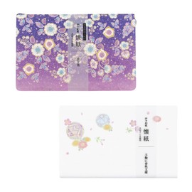 Kamiiso Sansho Kimono Beauty Iyo Washi with Case (1 piece), Set of 2, Tsujigahana and Temari with Spring and Autumn Patterns, Kaishi Paper: 6.9 x 5.7 inches (17.5 x 14.5 cm), Kaishi Set 43