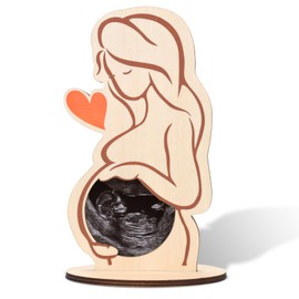 Pregnant Woman Picture Frame, Length 7 Inch Wooden Pregnant Photo Frame Baby Heart's Sign Picture Frame Gift For Pregnancy Women Wife New Parents