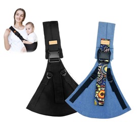 Baby Sling Carrier,Upgraded Toddler Carrier with 4 Adjustable Strap,Baby Sling Easy to Wear and Lightweight Carrying 10-30lbs(Black+Blue)
