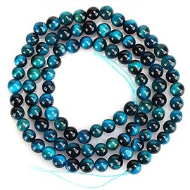 Cuentas de Piedra Natural, Cuentas Redondas de Piedra de Energía de Ojo de Tigre Azul Cielo Piedras Preciosas de Cuentas de Piedra Sueltas para Hacer Joyas Fabricación de Pulseras (4 mm/92 Pcs)