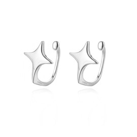 Reffeer 925 Sterling Silver Star Cuff Earrings Cartilage Wraps for Women Earrings Star Clip On Earrings No Piercing (A-Silver)