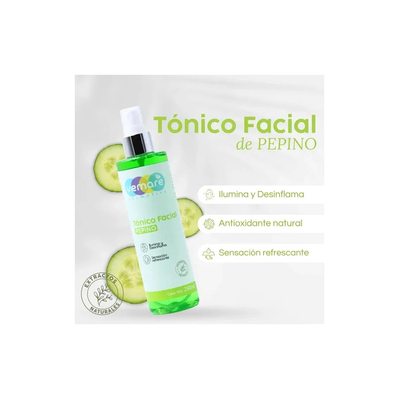 Tónico Facial De Pepino Vemare Refrescante Hidrata 250 Ml