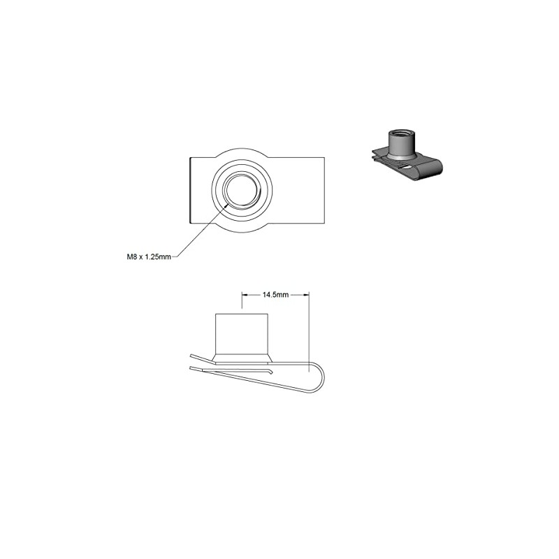 M8 Stainless Steel U -Style Clip-On Nut,U-Type Fasteners (Pack of
