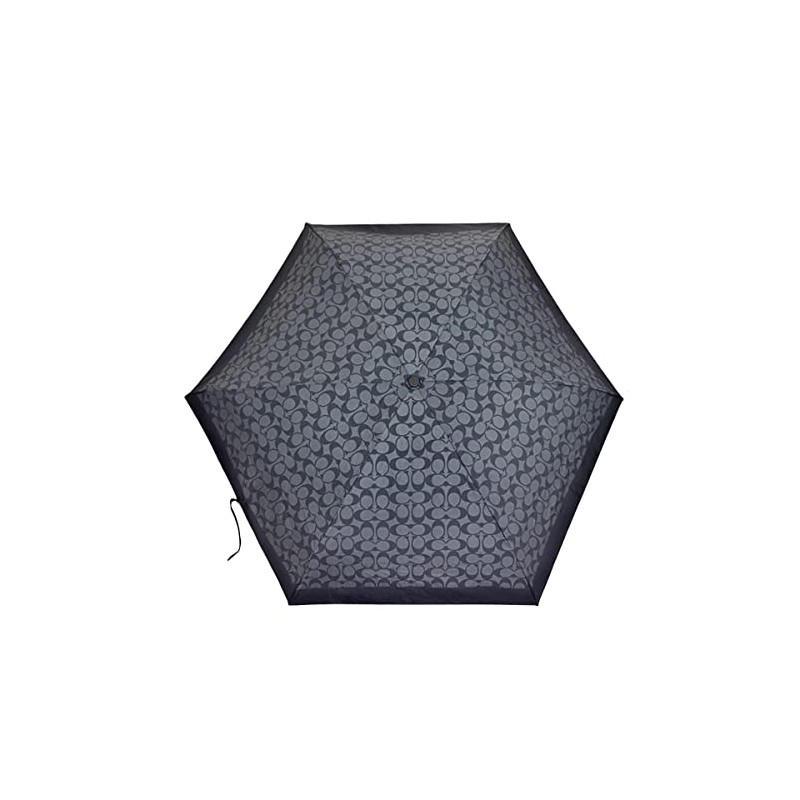 Coach FC4322 C4322 Folding Umbrella, Graphite, Signature, UV Protection, Mini