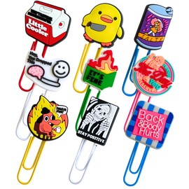 9PC Fun Paperclips Funny Paper Clips Binder Bookmarks Holder Cute Cool Cute Decorative Weird Kawaii Novelty Colorful Unique Office Supply Work Supplies for Adults Teachers Coworkers Accessories Gifts