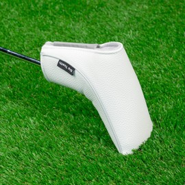 Big Teeth Putter Cover Premium Solid Color Cover Pin Magnet Golf Putter Cover Pin Blade Head Cover (White)
