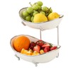 HOMKULA 2 Tier Ceramic Fruit Bowl for Kitchen Counter, Tiered