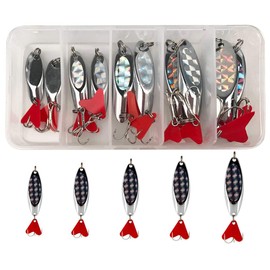 SHADDOCK 10pcs/lot Metal Fishing Lures Spoon Spinner Baits Fishing Spinnerbait Salmon Trout Minnow Lure Baits With Treble Hooks (Mixed 10pcs Kit- (5g-21g))