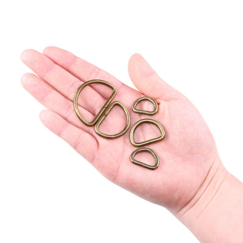 Swpeet 100 Pcs Bronze Assorted Multi-Purpose Metal D Ring Semi-Circular