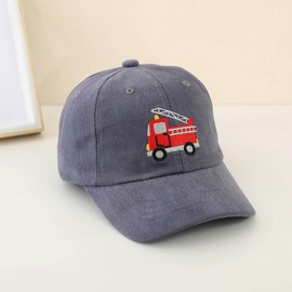 JOONOR Cute Firetruck Embroidered Baseball Hats Adjustable Buckle Cotton Cap Summer fire car Cap for Boys Girls,Blue
