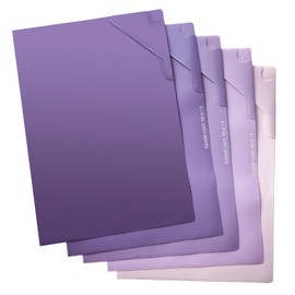 DY.2ten A4 File L-Shaped Holder Color, Closed End Design Prevents Contents From Falling, Translucent, Clear File, Matte Texture, 5 File Folders, Cute, Gradient Color, Purple