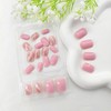 Pink Press on Nails Square Fake Nails Short Glossy Glue