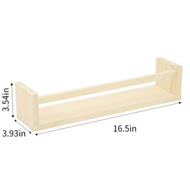 Fixwal Nursery Shelves, 16.5 Inch Floating Bookshelves for Wall Set of 3, Baby Nursery Decor, Solid Wood Wall Mounted Shelves for Books (Natural Wood)