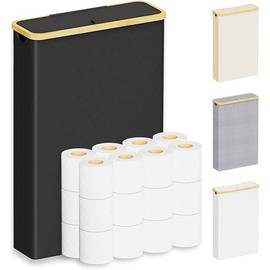 SpaceAid Extra Large Toilet Paper Storage with Lid, Hold up to 24 Regular Rolls or 18 Mega Rolls, Slim Toilet Paper Basket Holder Bin Container, Bathroom Accessories Organizer, Black