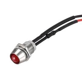 uxcell LED Indicator Light AC/DC 24V 8mm Panel Mount Red LED Signal Lamp Metal Shell 5Pcs