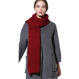 NEOSAN Women Men Winter Thick Cable Knit Wrap Chunky Warm Scarf Wine Red Hor